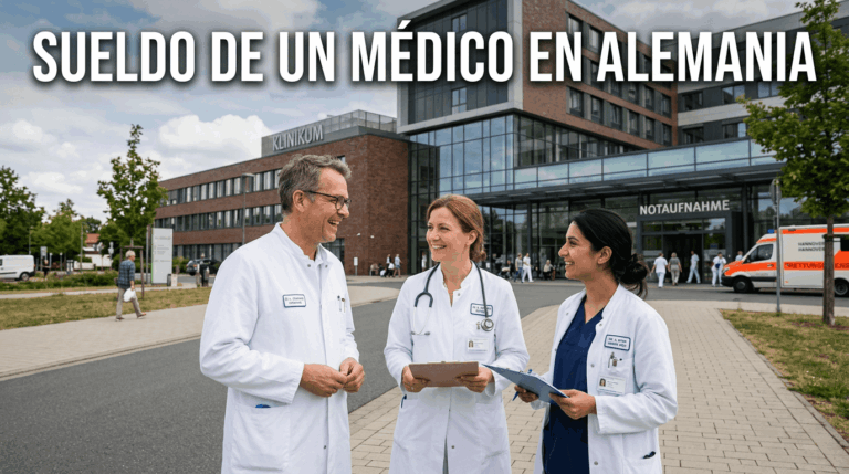 Médicos extranjeros en un hospital de Alemania analizando cuánto gana un médico