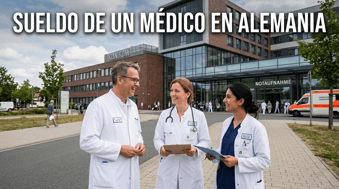 Médicos extranjeros en un hospital de Alemania analizando cuánto gana un médico