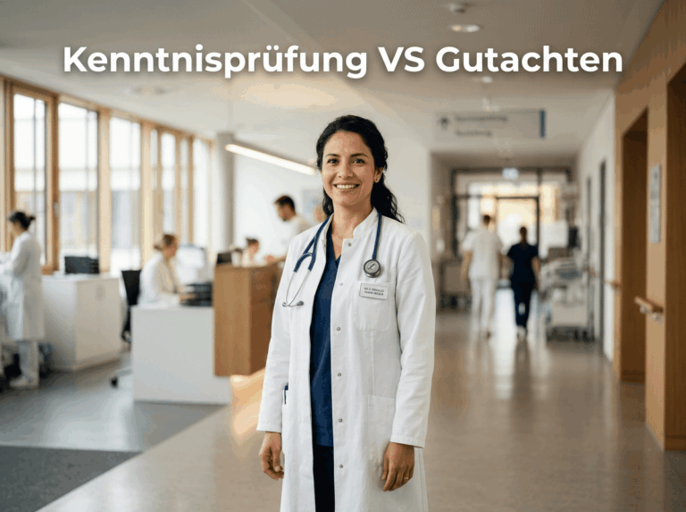 Médico latinoamericano evaluando su vía de homologación KP o Gutachten en Alemania